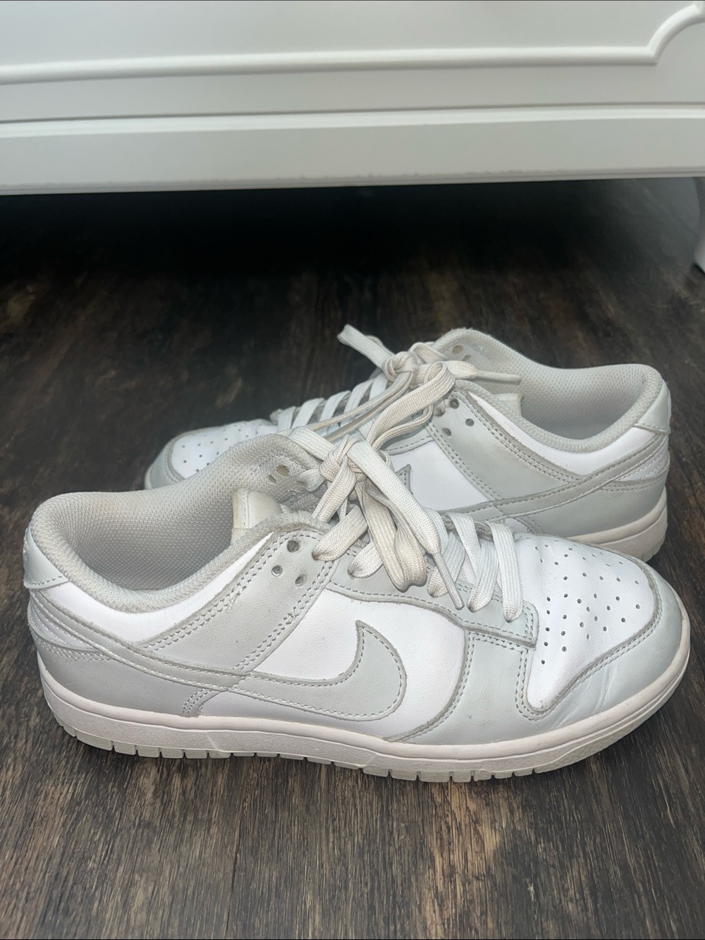 Nike White and Light Gray Low-Top Sneakers